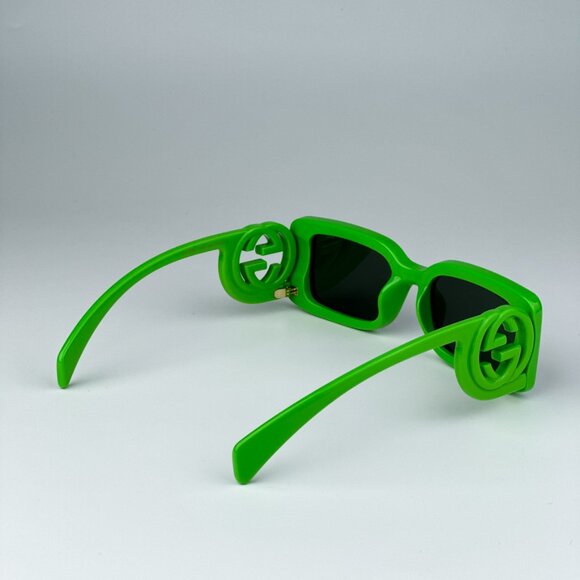 Gucci GG1325S 009 BRAND NEW Sunglasses Acid Green Grey Rectangle Unisex - Picture 9 of 12